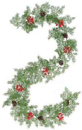 Künstliche Tannengirlande 200 cm mit Zapfen und roten Beeren Dekohänger