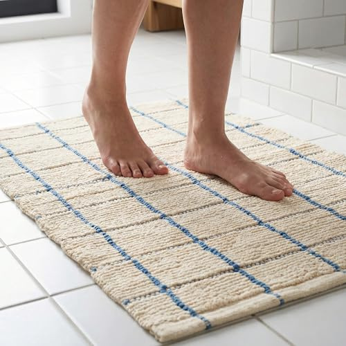 Skabt med Omtanke Badematte Adra 50 x 80 cm | Badezimmerteppich aus Oeko-TEX Baumwolle | Weicher Duschvorleger für hautfreundliches Badeerlebnis