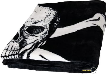 FC St. Pauli Fleecedecke Totenkopf, Offizieller Fanartikel, Schwarze Decke 150x200cm, 100% recyceltes Polyester