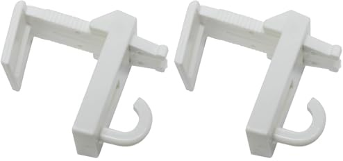 GARDINIA Klemmträger mit Haken für Bambus- und Raffrollos, 2 Stück, Kunststoff, Weiß (Packung mit 2)