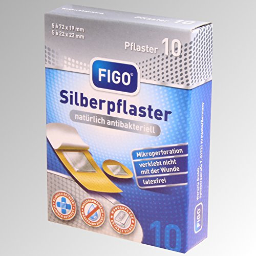 Figo 10 Silberpflaster 2 Größen, Latexfrei, antibakteriell