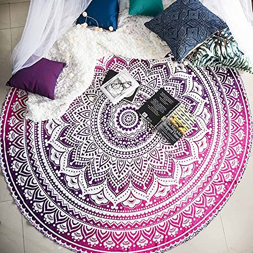 raajsee Indien Strandtuch Rund Mandala Hippie/Groß Indisch Rundes Baumwolle/Boho Runder Yoga Matte Tuch Meditation/Tischdecke Rund aufhänger Decke Picknick handgefertigt Teppich 70 inch
