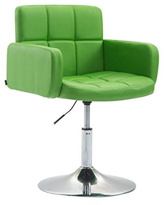 CLP Design Loungesessel LOS Angeles mit Kunstlederbezug | Höhenverstellbarer Esszimmerstuhl mit Trompetenfuß erhältlich, Farbe:grün