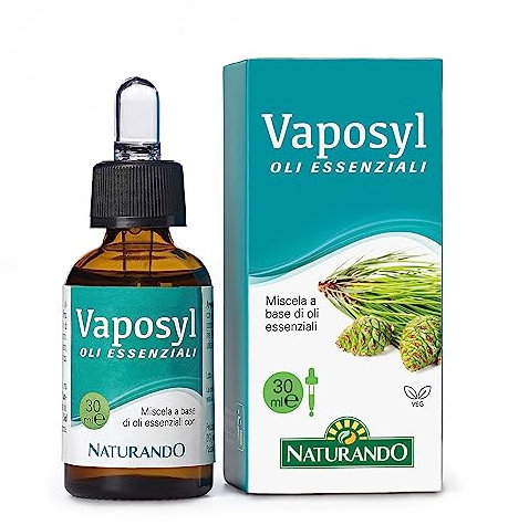 Naturando Vaposyl miscela di oli essenziali Eucalipto, Menta, Pino Mugo, Cajeput e Timo ad effetto balsamico - 30 ml