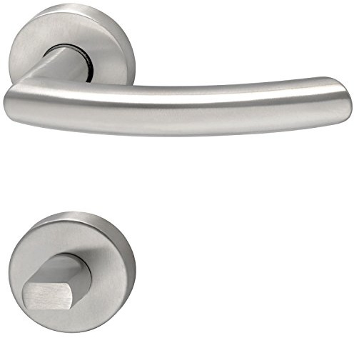 Drückergarnitur ARC - auf Rosette, WC, 38 - 45, Edelstahl matt