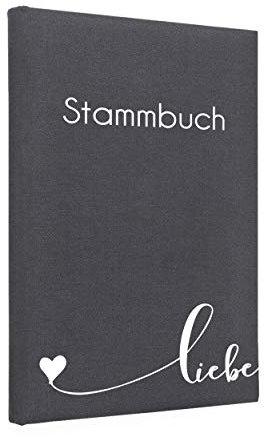 Hochzeitideal – Stammbuch der Familie Serie Liebe grau 21,0 cm x 15,0 cm - Buchbinderleinen Stammbuch Hochzeit - Familienbuch Standesamt mit 6-Fach Ringmechanik für Urkunden mit Behördenlochung