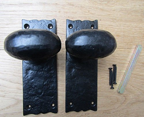 Oval Knob On Back Plate Handles (Black Antique)