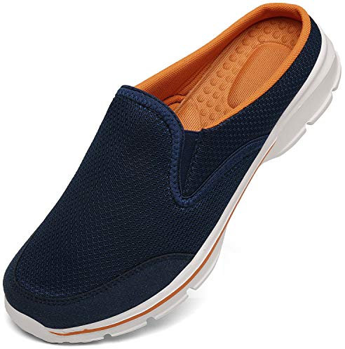 Unisex Slippers Casual Clog House Shoes Comfort Slip-On Walking Mules with Indoor Outdoor Anti-Skid Sole for Men and Women, Blue Orange, 10.5 UK