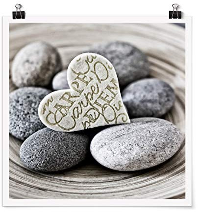 Bilderwelten Poster Carpe Diem Herz mit Steinen Selbstklebend seidenmatt 30x30cm