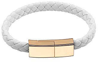 Outstanding® USB Type-C Charging Cable Bracelet Neutural, USB C Phone Charger 2.4A Current, Wristband Design Charger Leather Bracelet Portable Travel Charger, Braided Cord