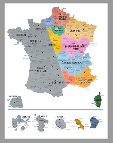 Scratch off Poster Frankreich | Scratch Map Karte zum Rubbeln farbig | 60 x 80 cm