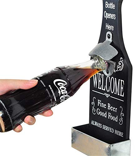 Kagodri Abrebotellas de cerveza creativo, abridor de botellas de estilo retro montado en la pared con potente tapa magnética, muy adecuado para bares, fiestas, amantes de la cerveza