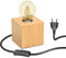 ledscom.de Tischlampe HITO, Holz massiv, eckig, inkl. E27 Lampe 471lm Gold Retro extra-warmweiß