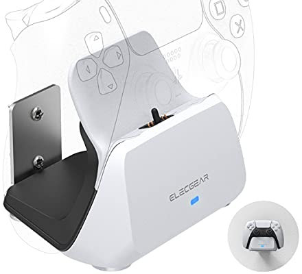 ElecGear - Estación de Carga para Mando PS5, Soporte de Pared y Escritorio USB Cargador para Mando inalámbrico Playstation 5 DualSense Controlador EL-P5