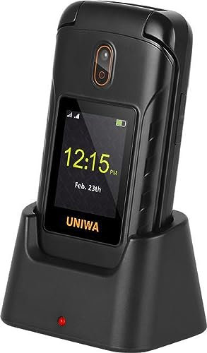 Lipa Uniwa V909T telefono per anziani 4G / NL, DE, FR, EN menu e manuale/Batteria/Con SOS pulsante di emergenza/tasti grandi/4G SIM/Docking Station/Suono forte/Radio FM/Bluetooth/Torcia/Telefono
