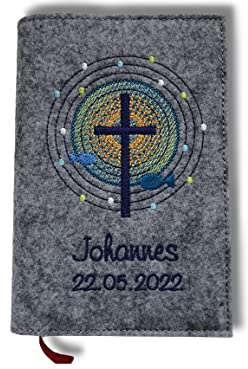 Gotteslobhülle Filz Kommunion 2025 kommt her und esst personalisierbar Einband Filzhülle individuelles Geschenk Erstkommunion