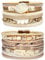 Suyi Multilayer Leather Bracelet Set 2 Pieces Beads Wrap Bracelet Wrist Cuff Bangles with Magnetic Buckle for Women Leaf Khaki Set7