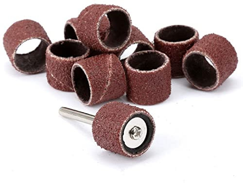 100 Stück 12,5 mm 100 Stück Schleifbänder Hülsen & amp; 2 Dorne Schleifen Elektro Polieren Schleifpapier Kreis Sand Ting,H