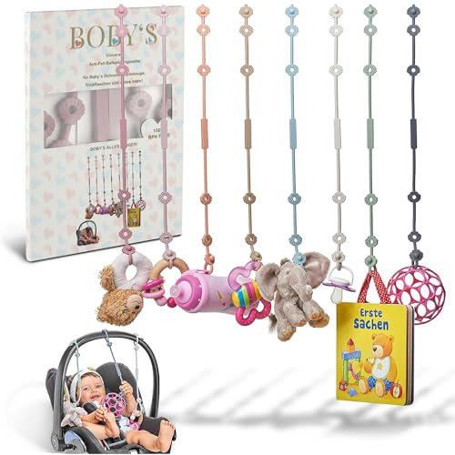 BOBY´S Cup Catcher 2er Pack - BPA-freie Kinderwagen Spielzeug Kette - Dehnbarer Cup Holder Strap - Schnullerkette für Gadgets wie Trinkbecher oder Beißring als Kinderwagen Zubehör