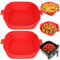 YQL Square Air Fryer Liners Silicone for Airfryer Baskets 3.5L-5.5L, 8 Inch (Inner Size: 6.5 Inch) Reusable Air Fryer Accessories, 2PCS Airfryer Trays for COSORI, Ninja, Tefal, Russell Hobbs (Red)