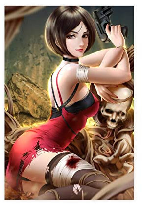 MJKO Resident Evil Ada Wong 2 Leinwand-Poster, Schlafzimmer, Dekoration, Sport, Landschaft, Büro, Raumdekoration, Geschenk, ohne Rahmen, 30 x 45 cm