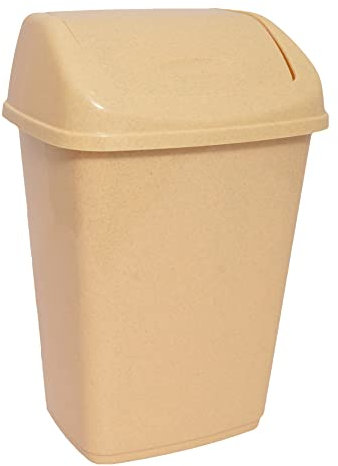 KAPCO Small Plastic Swing Top Bin (25L, Beige) Durable Easy Clean Waste Recycling Dustbin for Home, Office, Kitchen & Bathroom | Rubbish, Refused Trash Bin with Swing Lid | Under Counter Recycle Bin