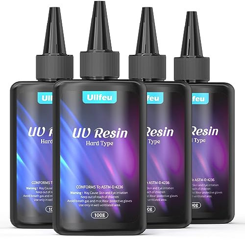 ULLFEU UV-400 g kristallines Harz, schnell aushärtender Harz für Schmuckherstellung, Bastelarbeiten, Dekoration, Hochglanz-UV-Kleber, harter Typ, gemischtes Harz, UV-geruchloses Epoxidharz