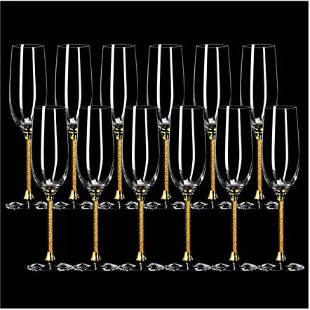Flute da Champagne 230 ML Lumière De Luxe Champagne Verres Ménage Haut De Gamme Flûte À Champagne Ensemble Cristal Verre Champagne Coupe 12 Pièces Verres à Champagne (Color : C)