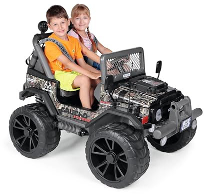 Peg Perego Gaucho Pro Realtree TM Elektro-Geländewagen, wiederaufladbarer Akku mit 24 V, 2 leisen Motoren à 420 W, Gummiräder, Radio, Licht und Geräusche, Multifunktions-Armaturenbrett