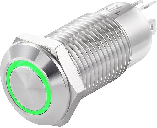 TRU COMPONENTS TC-7494676 TC-GQ12-CH-10ZE/J/G/12V/S Drucktaster 36 V/DC 1 A 1 x Aus/Ein rastend Grün IP40 1 St.