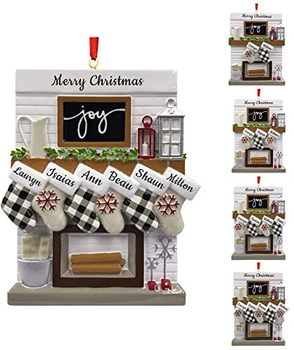 Personalizados Adornos Navideños Familiares 2024, Adorno de Chimenea con Nombres Familiares, Adorno Familiar para Colgar en el árbol de Navidad