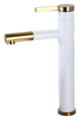 Grifería De Baño Grifo De Lavabo Extraíble Negro Sobre Lavabo Grifo De Lavabo Grifo De Baño Debajo De Lavabo Grifo De Agua Fría Y Caliente Blanco + Dorado Alto