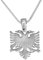 925 Sterling Silber Anhänger Albanische Adler Doppelkopf Albania Albanien Flagge + Panzerkette 1,2mm 45cm / Unisex / 085