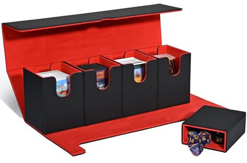 Deck Case per Magic The Gathering Cards, Scatole magnetiche 5 in 1 Magnetic Flip Deck Box, Scatola per Carte per oltre 900 carte, Scatola Porta Mazzi in pelle PU per Magic Commander MTG TCG YuGiOh