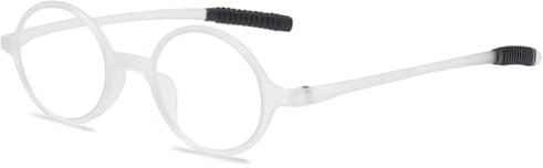ABETOS Lesebrille Rund Klein Herren Damen Retro Lesebrillen TR90 Flexibel Leicht Vollrandbrille Mini Vintage Computer Sehhilfe Lesehilfe (Mattes Weiß+2.75)
