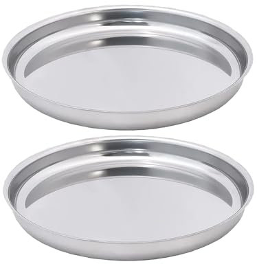 Fackelmann 9922750 Lot de 2 plateaux pour huîtres, plateau pour fruit de mer, plateau de fruits de mer inox, grand plat à huître, Acier inoxydable, 34,7 cm