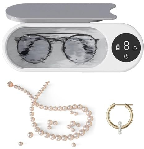 VACSAX Ultrasonic Jewelry Cleaner Machine, Mini Ultrasonic Cleaner, Multifunctional Glasses Cleaner, Ultrasonic Glasses Cleaner, Portable Cleaning Machine, for Coins Dentures Jewellery Watches