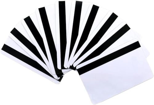Gialer 100 Stück – hochwertige weiße PVC-Karten mit 1,27 cm LowCo-Magnetstreifen – CR80 30 mm blanko PVC-Kunststoff, Kredit-/Geschenk-/Foto-Ausweiskarte – bedruckbar für Karten-ID-Drucker