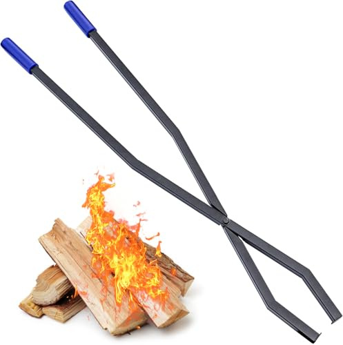 CKLT Pinzas de fuego de 40 pulgadas para hoguera, herramienta de agarre de leña resistente, de metal, para troncos grandes, a prueba de óxido, mueve de forma segura leña al aire libre hoguera fogata