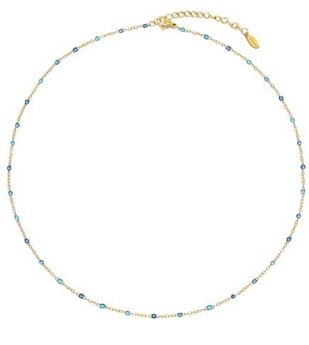 HMOOY Bohemian Bead Choker Halskette für Frauen, 14K Gold/Silber plattiert Bunte Y2k Ästhetische Sommer Perlen Choker Halskette Strand Schmuck Prom Party Festival