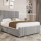THE BED VILLAGE YORKSHIRE Ripon with Footboard Divan Double Bed and Mattress Included, Headboard & 2 Drawers | Silver Grey Plush Fabric | British Timber | Sustainable Handcrafted Design