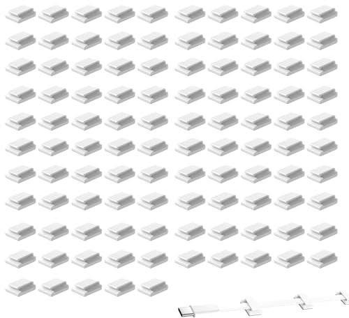 55 PCS Cable Clips Self Adhesive,Flat Cable Clips,White Wire Clips Management,Stick on Cable Clips for Desk Wall Workshop Home Office Outdoor Christmas Hanging Decorations Fairy Light