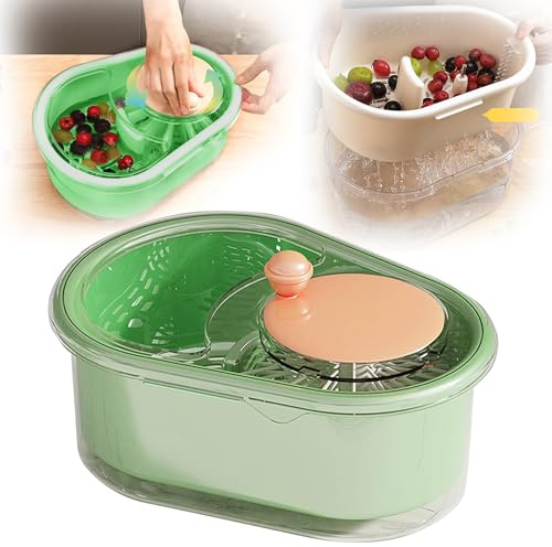 2025 Neue Obstreiniger Spinner, Obst und Gemüse Waschmaschine Große Multifunktionale Obst und Gemüse Schrubber mit Bürste und Obst Waschschüssel für Home Kitchen (Blau)