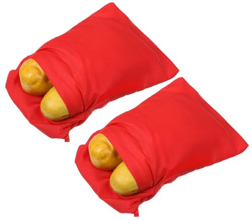 2 Stück Mikrowellen Kartoffelbeutel Kartoffelsack Mikrowelle Kartoffelkocher Rot Kartoffel Tasche Kartoffel Wiederverwendbare Ofenkartoffelbeutel Mikrowelle Zubehör für Gegarte Kartof