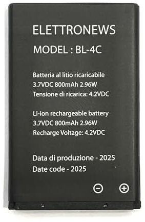 Batteria di ricambio per cellulare Gigaset GL590 per cellulare Gigaset GL390, 3,7V, 800mAh Nuova BL-4C Nera