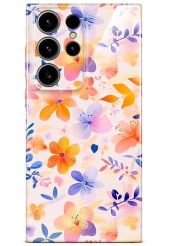 ONEFLOW Flower Cover für Samsung Galaxy S24 Ultra Hülle in Floral Optik, Blumen Designer Case Handy Schutzhülle mit Kameraschutz, Hardcase dünne Handyhülle Blumenmuster, Farbig Bunt