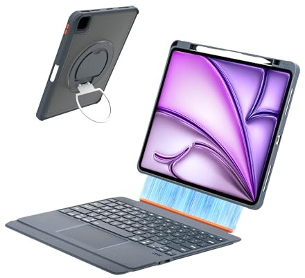 mobee Keyboard Case for iPad Pro 12.9 (3rd/4th/5th/6th Gen) & iPad Air 13 inch (M3/M2) - Magnetic Magnetic Detachable Backlit Keyboard with Trackpad, Pencil Holder & 360° Rotatable Kickstand