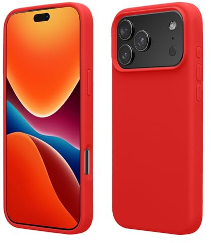 kwmobile Handyhülle für iPhone 17 Pro Max Hülle, für iPhone 17 Pro Max Case - Hülle Silikon - kabelloses Laden - Klassisch Rot
