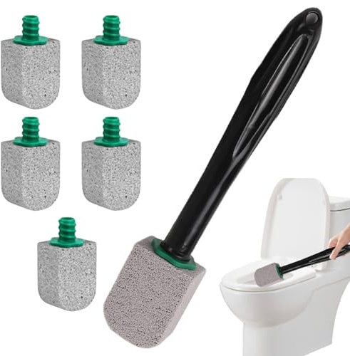Pumice Stone Toilet Bowl Cleaning, Toilet Bowl Cleaning Wand, With 5 Brush Heads, Toilets Bowls Stain Remover Eraser, Toilets Deep Clean Accessories For Household Clean