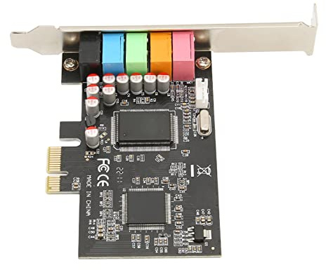 Eminchu Carte Son PCI Express 6 Canaux, Taux D'échantillonnage 24 Bits 48 KHz pour Un Son Clair de Cinéma Maison, Blanc